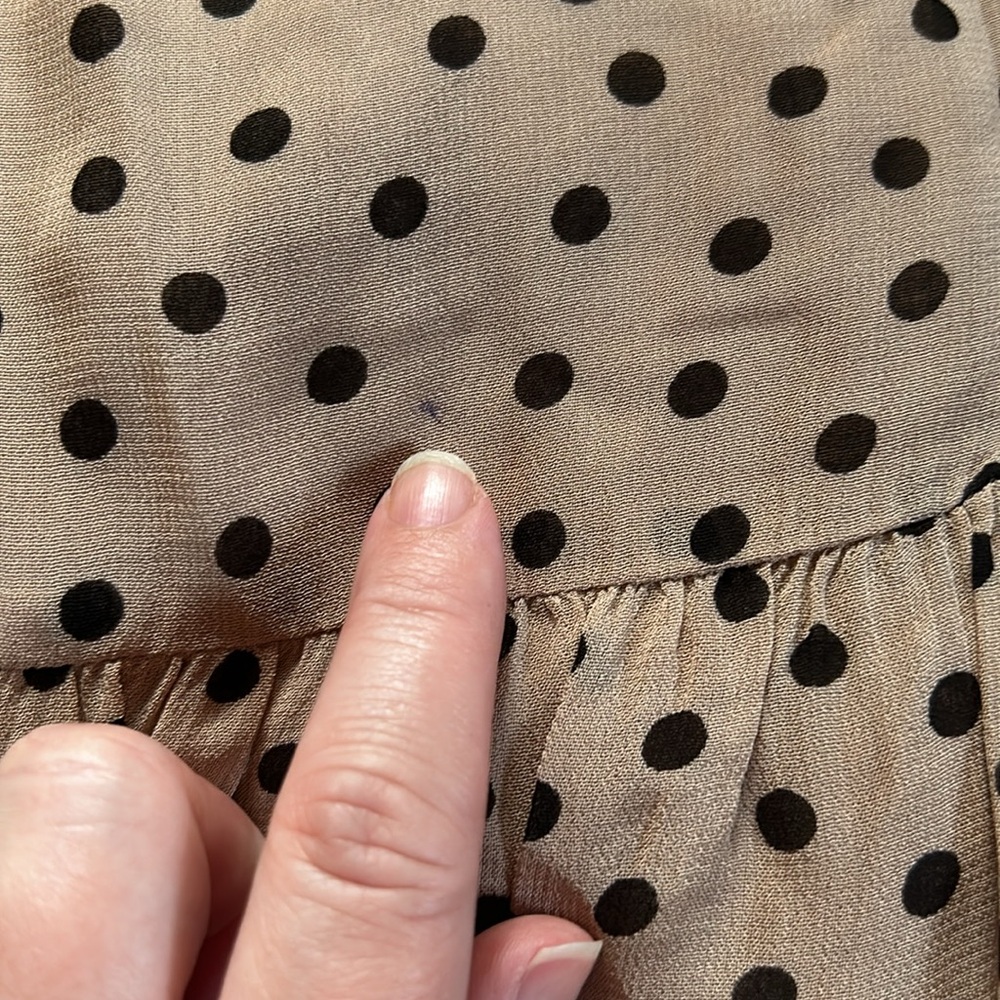 GANNI Neutral Polka Dot Georgette Midi Dress Long Sleeve Scandi Style EU 32/US 0 - Picture 15 of 16